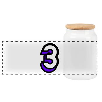 3 YEARS. 3RD ANNIVERSARY. BIRTHDAY 3 YEARS. 3 - Panoramic Cookie Jar with Wooden Lid - white - Front