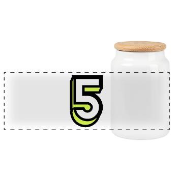 5 JAHRE. 5-JÄHRIGES JUBILÄUM. GEBURTSTAG 5 JAHRE. 5 - Panorama Keksdose mit Holzdeckel - Weiß - Vorne