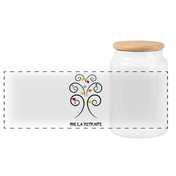RETRAITE. BONNE RETRAITE. JOYEUSE RETRAITE - Boîte à biscuits avec couvercle en bois - blanc - Devant