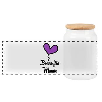 BONNE FÊTE MAMIE - Boîte à biscuits avec couvercle en bois - blanc - Devant