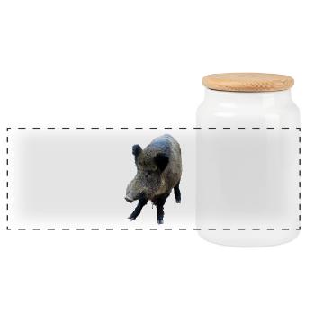 Sanglier Sanglier Porc Truie Cochon - Boîte à biscuits avec couvercle en bois - blanc - Devant