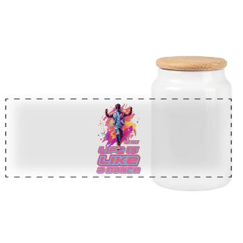 Dance - Panoramic Cookie Jar with Wooden Lid - white - Front
