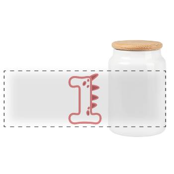 Number 1 - Panoramic Cookie Jar with Wooden Lid - white - Front