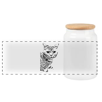 britisch Kurzhaar Katze Katze schwarz Katzen - Panorama Keksdose mit Holzdeckel - Weiß - Vorne