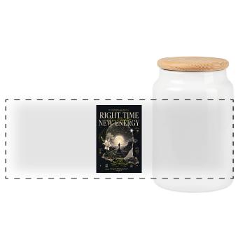 Bonne heure : nouvelle énergie - Boîte à biscuits avec couvercle en bois - blanc - Devant