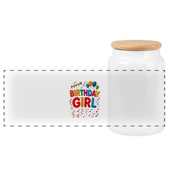 Lettres colorées de fille d’anniversaire - Boîte à biscuits avec couvercle en bois - blanc - Devant