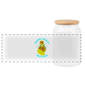 Mental Health Flower - Panoramic Cookie Jar with Wooden Lid - white - Front