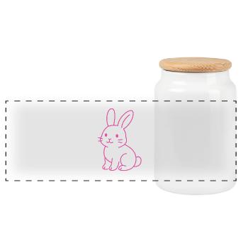 Lapin néon - Boîte à biscuits avec couvercle en bois - blanc - Devant