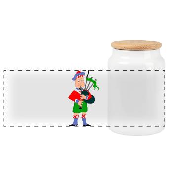 Scotsmen with bagpipes Scotland - Panoramic Cookie Jar with Wooden Lid - white - Front