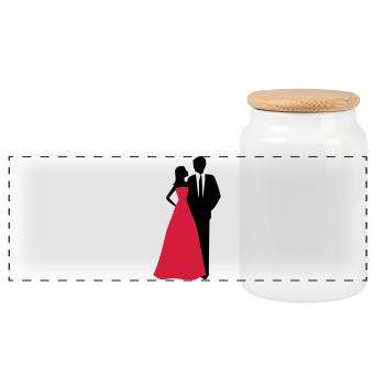 Hochzeit, Paar, Braut, Bräutigam - Panorama Keksdose mit Holzdeckel - Weiß - Vorne