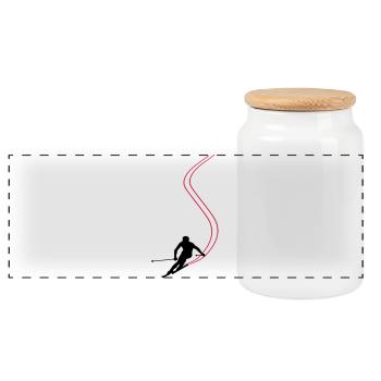 Ski! - Panoramic Cookie Jar with Wooden Lid - white - Front