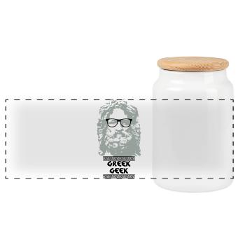Greek Geek - Panorama Keksdose mit Holzdeckel - Weiß - Vorne