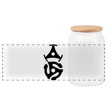 45 R.P.M. Record Adaptors - Panoramic Cookie Jar with Wooden Lid - white - Front