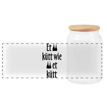 Et kütt wie et kütt - Köln Spruch Kölsche Sprüche - Panorama Keksdose mit Holzdeckel - Weiß - Vorne