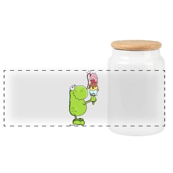 Grenouille avec glace - Boîte à biscuits avec couvercle en bois - blanc - Devant