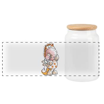 Pferd mit Einhorn Kuscheltier Cartoon  - Panorama Keksdose mit Holzdeckel - Weiß - Vorne