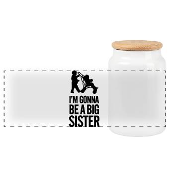 I'm gonna be a big sister baby car - Panorama Keksdose mit Holzdeckel - Weiß - Vorne