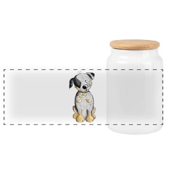 Süßer Australian Cattle Dog - Panorama Keksdose mit Holzdeckel - Weiß - Vorne