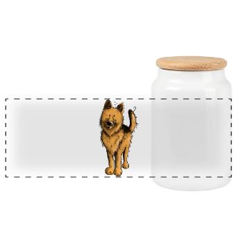 Lustiger Deutscher Schäferhund DSH Hund Comic - Panorama Keksdose mit Holzdeckel - Weiß - Vorne