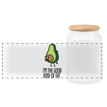 I'm the good kind of fat funny avocado big butt - Panoramic Cookie Jar with Wooden Lid - white - Front