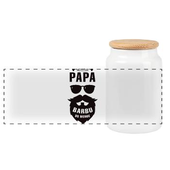 Bester bärtiger Papa der Welt, Papa-Geschenk, Humor - Panorama Keksdose mit Holzdeckel - Weiß - Vorne