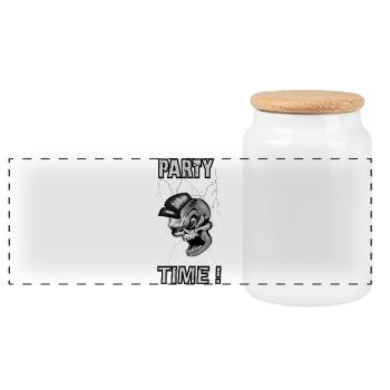 score bw - Panoramic Cookie Jar with Wooden Lid - white - Front