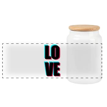 Love - Panoramic Cookie Jar with Wooden Lid - white - Front