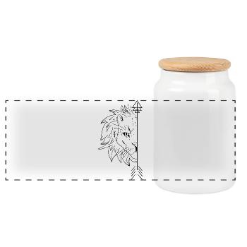 Lion Boyfriends 1/2 - Panoramic Cookie Jar with Wooden Lid - white - Front
