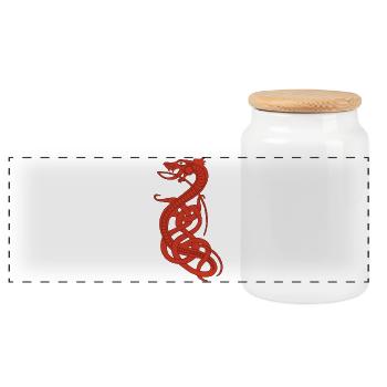 Serpent rouge infini - Boîte à biscuits avec couvercle en bois - blanc - Devant