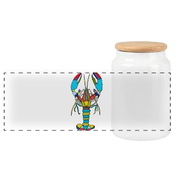 Crabe coloré style néon - Boîte à biscuits avec couvercle en bois - blanc - Devant