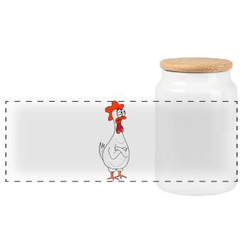 Humorvolle Huhn Cartoon Illustration - Panorama Keksdose mit Holzdeckel - Weiß - Vorne