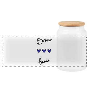 BONNE ANNEE. SAINT SYLVESTRE. NOUVELLE ANNÉE - Boîte à biscuits avec couvercle en bois - blanc - Devant
