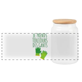 Cadeau jardinage - Boîte à biscuits avec couvercle en bois - blanc - Devant