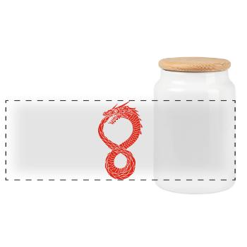 Red Infinite Dragon - Panoramic Cookie Jar with Wooden Lid - white - Front