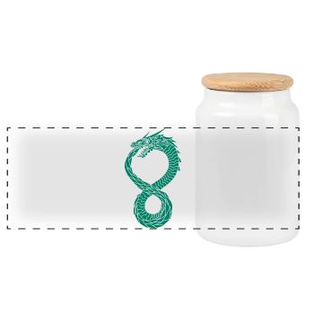 Green Infinite Dragon - Panoramic Cookie Jar with Wooden Lid - white - Front