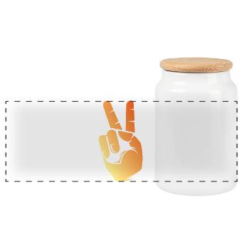 paix symbole de paix signe doigt signe de la main - Boîte à biscuits avec couvercle en bois - blanc - Devant