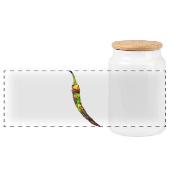 Chili Farbexplosion Illustration - Panorama Keksdose mit Holzdeckel - Weiß - Vorne