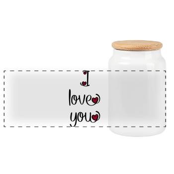 Je t'aime - Boîte à biscuits avec couvercle en bois - blanc - Devant