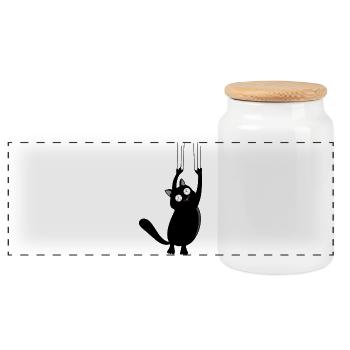 Panic Cat (Black Version) - Panorama Keksdose mit Holzdeckel - Weiß - Vorne