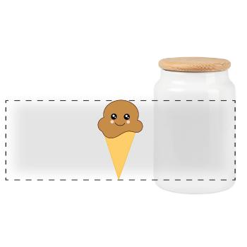 Kawaii Eis Kawaii Schokolade Kawaii Eiscreme - Panorama Keksdose mit Holzdeckel - Weiß - Vorne