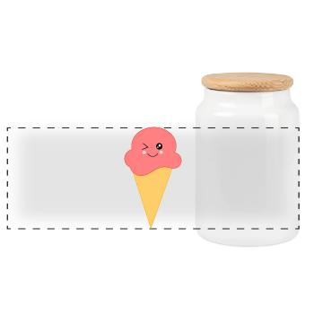 Ice Cream Ice Cream Strawberry Ice Cream - Panoramic Cookie Jar with Wooden Lid - white - Front