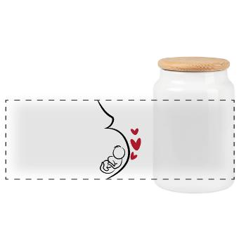 Bébé Ventre Grossesse Coeur Mère Enceinte - Boîte à biscuits avec couvercle en bois - blanc - Devant