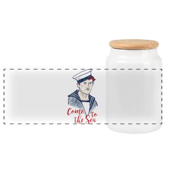 Captain Trend: Come to the Sea - Panoramic Cookie Jar with Wooden Lid - white - Front