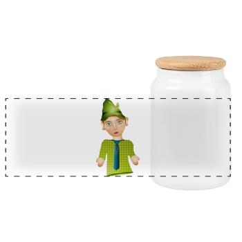 The Seppel or Seppl as a doll figure - Panoramic Cookie Jar with Wooden Lid - white - Front