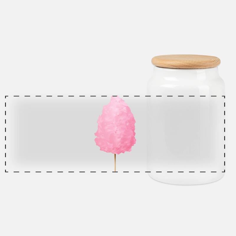 flauschige rosafarbene Zuckerwatte - Panorama Keksdose mit Holzdeckel - Weiß