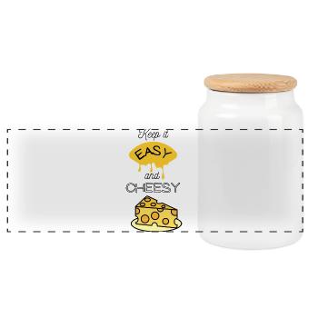 Easy Käse Meme - Panorama Keksdose mit Holzdeckel - Weiß - Vorne