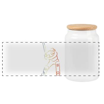 Joueur de cricket vintage - Boîte à biscuits avec couvercle en bois - blanc - Devant