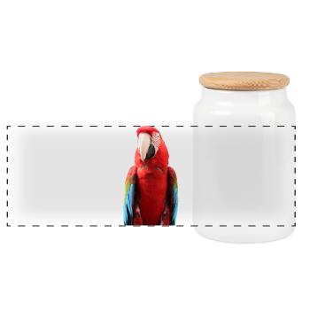 T-shirt perroquets Cadeau - Boîte à biscuits avec couvercle en bois - blanc - Devant
