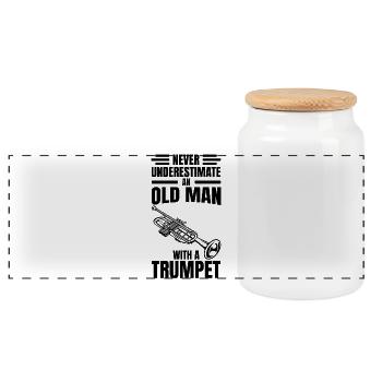 Ne sous-estimez jamais un vieux trompettiste - Boîte à biscuits avec couvercle en bois - blanc - Devant