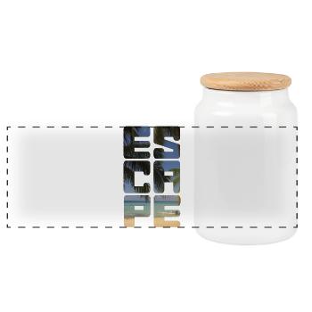 Escape Beach - Panoramic Cookie Jar with Wooden Lid - white - Front